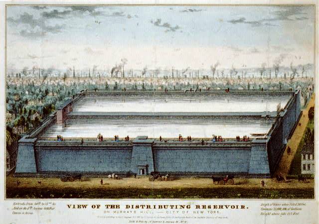 currier & ives print of croton reservoir