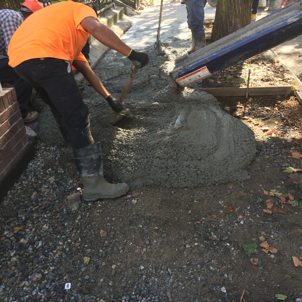 pouring concrete